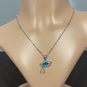 Envy eye 👁️ tear drop sterling silver chain necklace